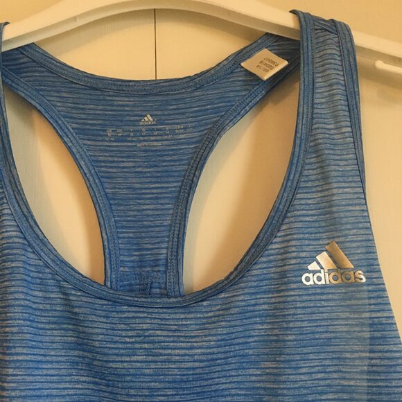 Adidas Blue Striped Racerback Tank Top - Picture 3 of 14